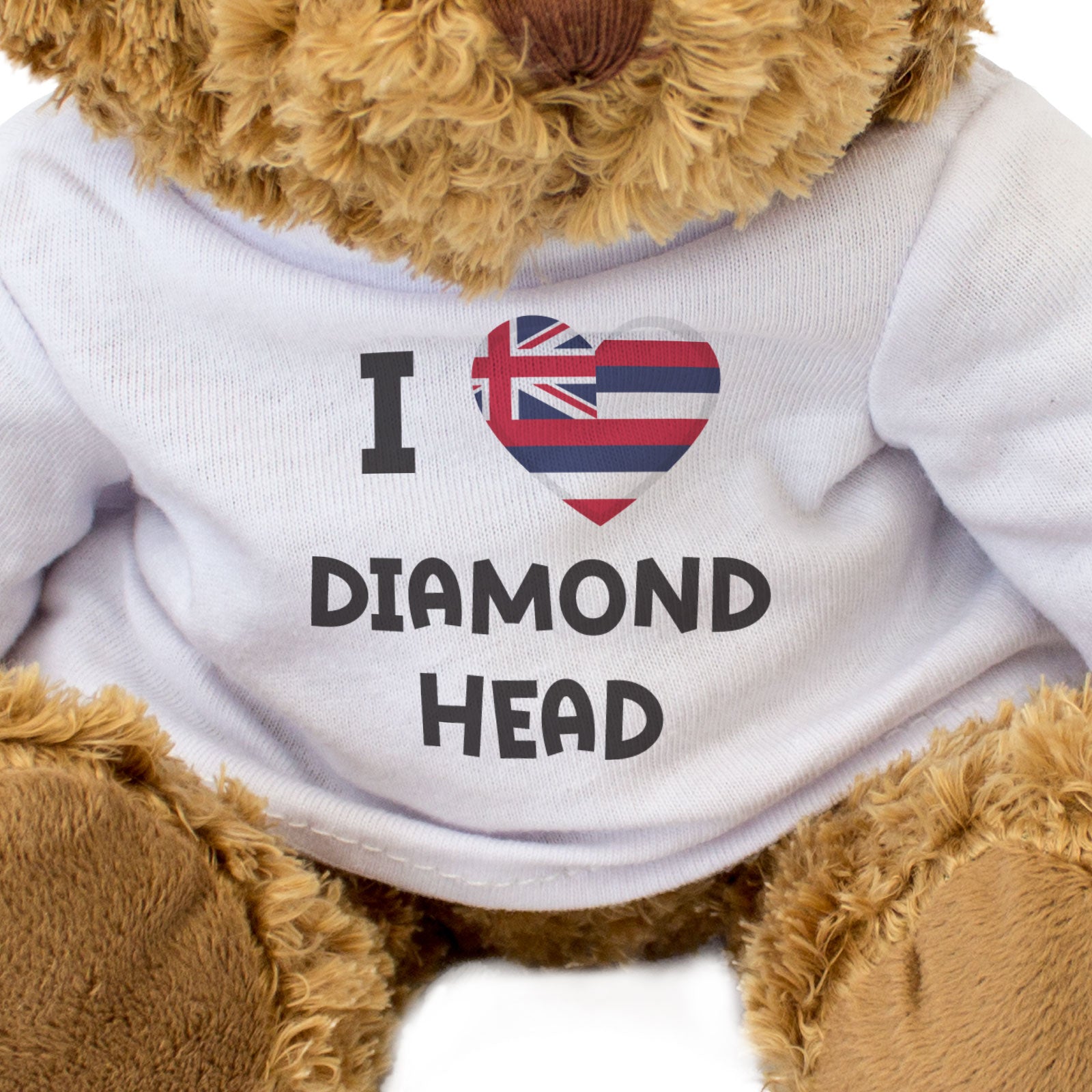 I LOVE DIAMOND HEAD (HAWAII FLAG) - Teddy Bear - Funny Souvenir Gift Present