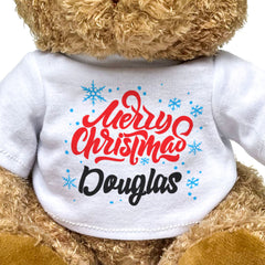 MERRY CHRISTMAS DOUGLAS - Teddy Bear - Cute Cuddly Soft - Xmas Gift Present