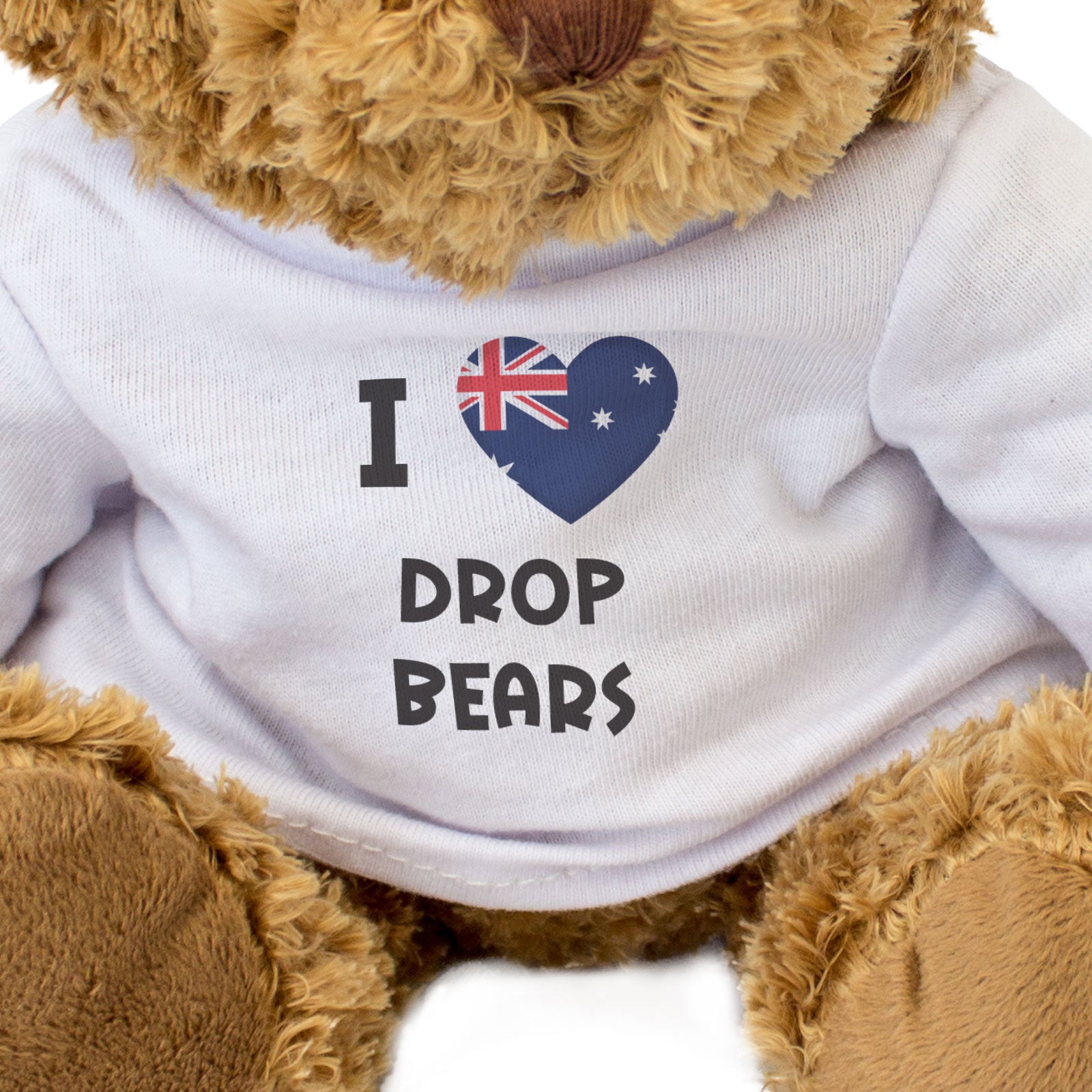 I LOVE DROP BEARS (AUSTRALIA FLAG) - Teddy Bear - Funny Souvenir Gift Present