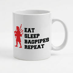 EAT SLEEP BAGPIPES REPEAT - Mug - Funny Music Piper Gift Present