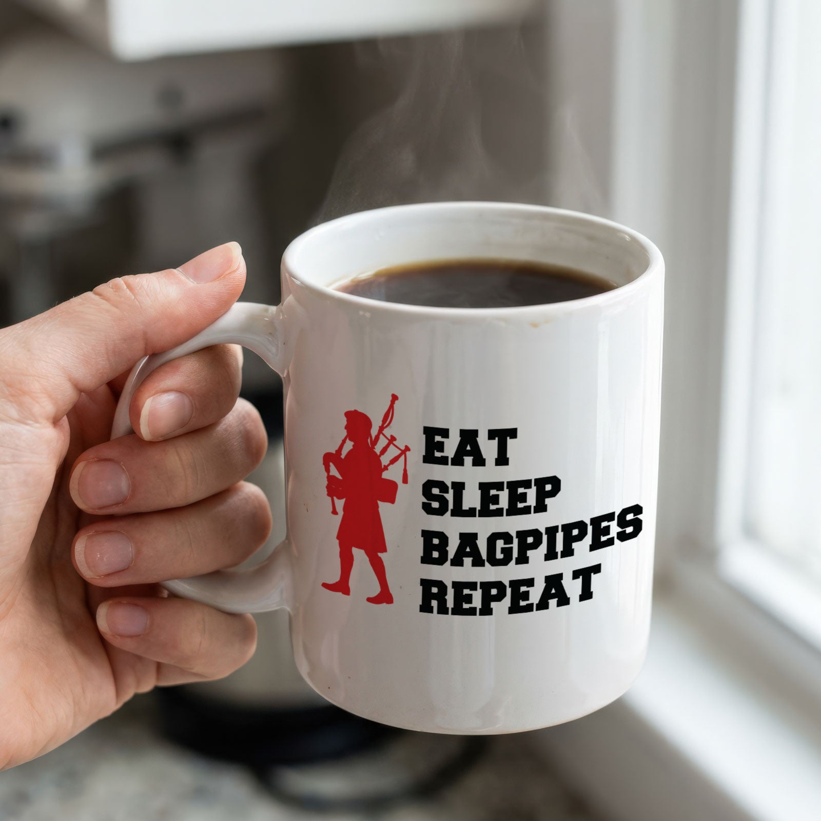 EAT SLEEP BAGPIPES REPEAT - Mug - Funny Music Piper Gift Present
