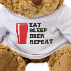 EAT SLEEP BEER REPEAT (PINT GLASS) - Teddy Bear - Cute - Funny Gift Present