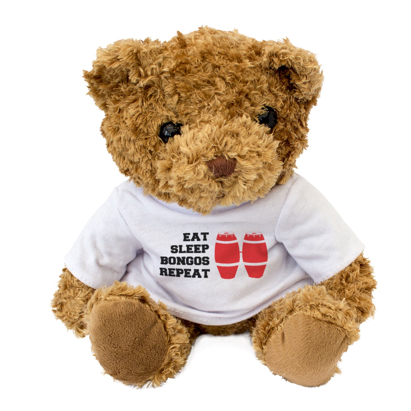 EAT SLEEP BONGOS REPEAT - Teddy Bear - Cute Funny Soft - Music Gift Present