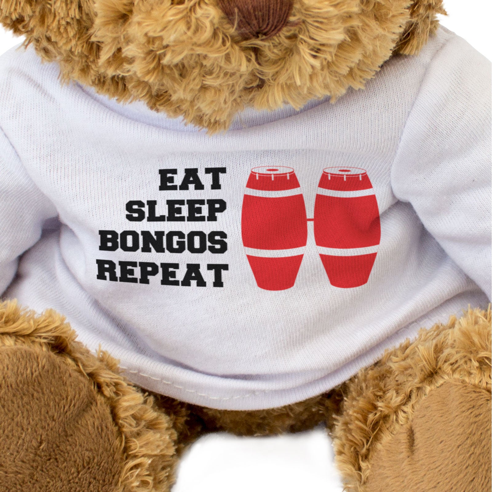 EAT SLEEP BONGOS REPEAT - Teddy Bear - Cute Funny Soft - Music Gift Present