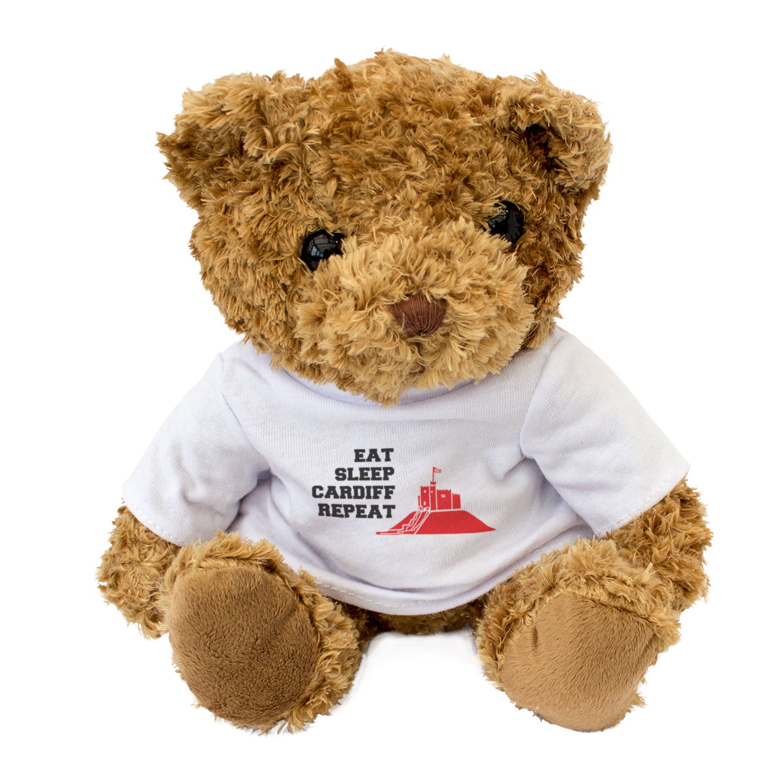 EAT SLEEP CARDIFF REPEAT - Teddy Bear - Cute Cuddly - Funny Wales Gift Present