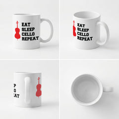 EAT SLEEP CELLO REPEAT - Mug - Funny Music Cellist Gift Present