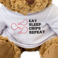 EAT SLEEP CHIPS REPEAT (POTATO CHIPS) - Teddy Bear - Cute - Funny Gift Present
