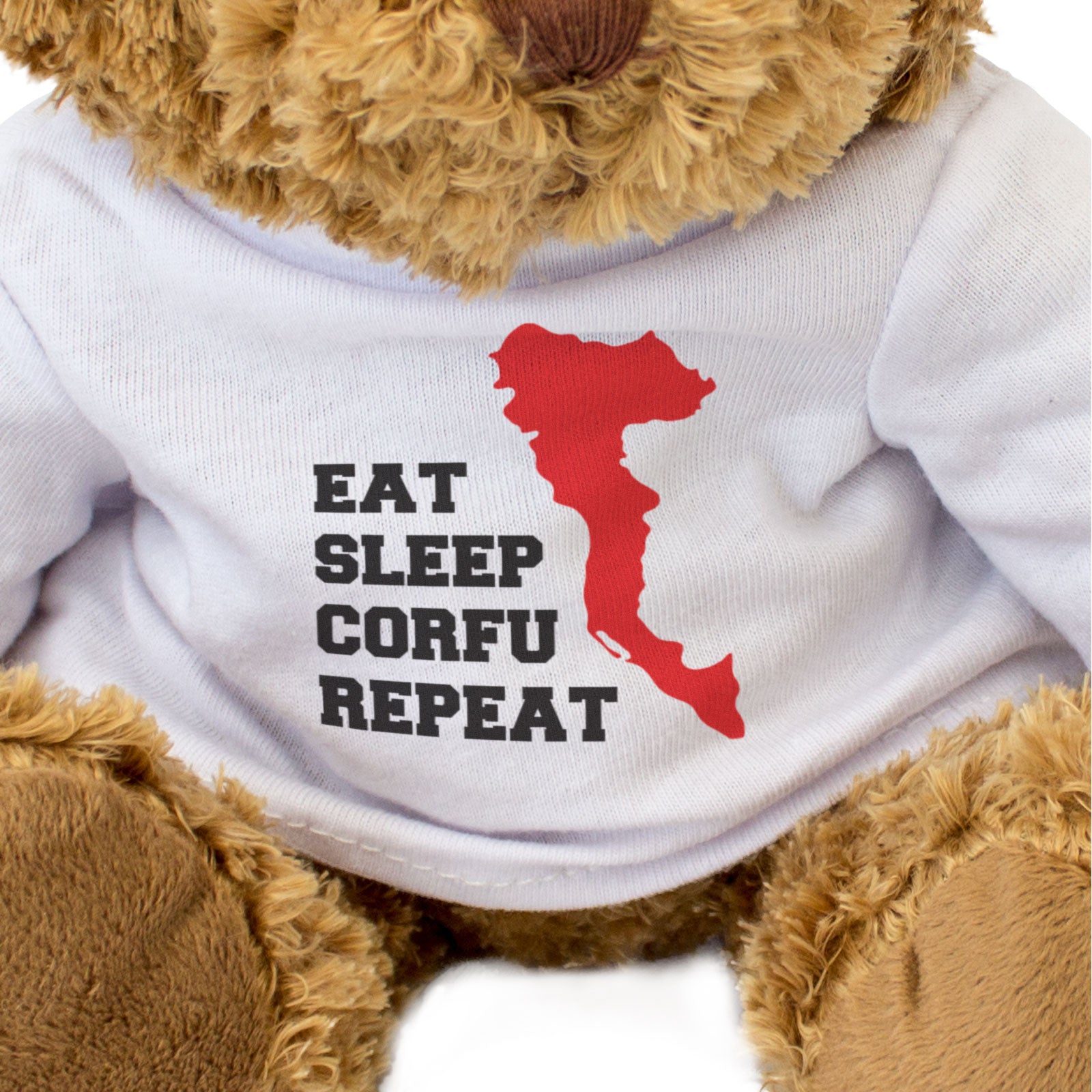 EAT SLEEP CORFU REPEAT - Teddy Bear - Cute Cuddly - Funny Greece Gift Present