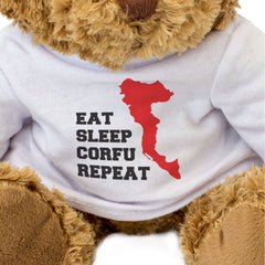 EAT SLEEP CORFU REPEAT - Teddy Bear - Cute Cuddly - Funny Greece Gift Present