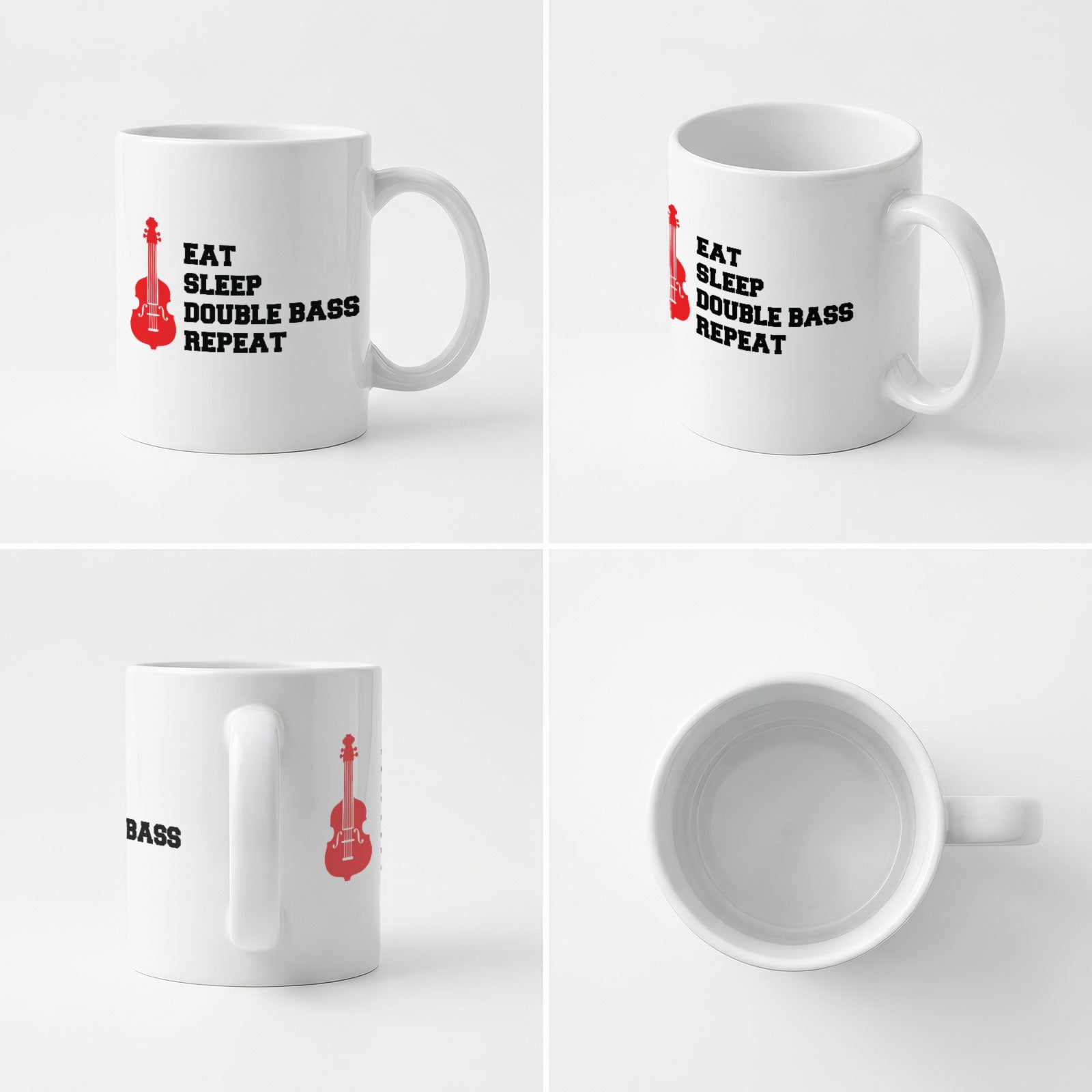 EAT SLEEP DOUBLE BASS REPEAT - Mug - Funny Music Bassist Gift Present