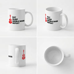EAT SLEEP DOUBLE BASS REPEAT - Mug - Funny Music Bassist Gift Present