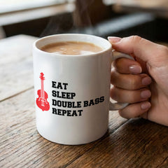 EAT SLEEP DOUBLE BASS REPEAT - Mug - Funny Music Bassist Gift Present