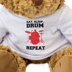 EAT SLEEP DRUM REPEAT - Teddy Bear - Cute Funny - Music Drummer Gift Present