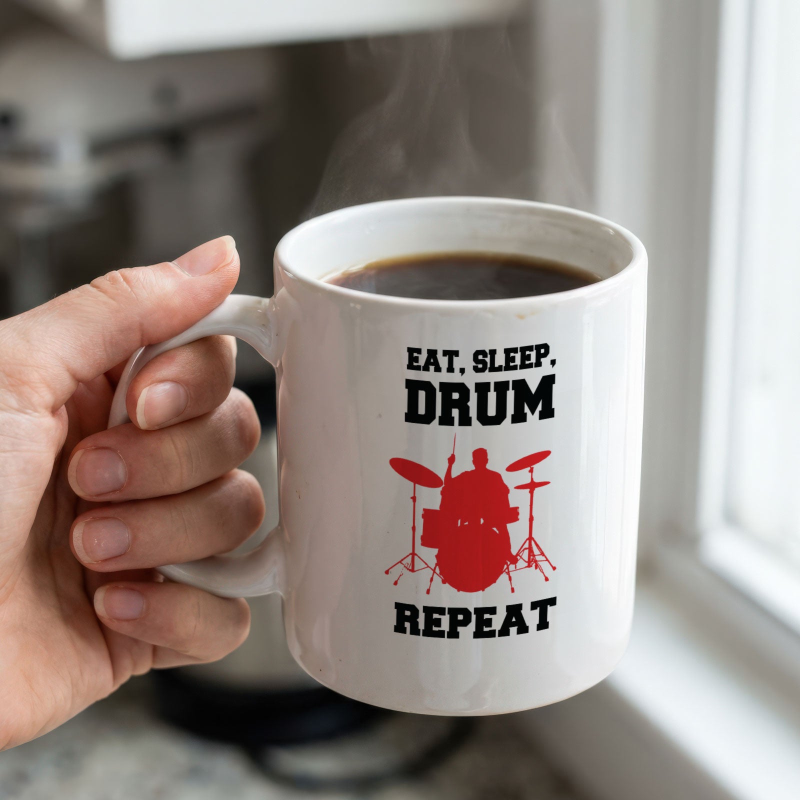 EAT SLEEP DRUM REPEAT - Mug - Funny Music Drummer Gift Present