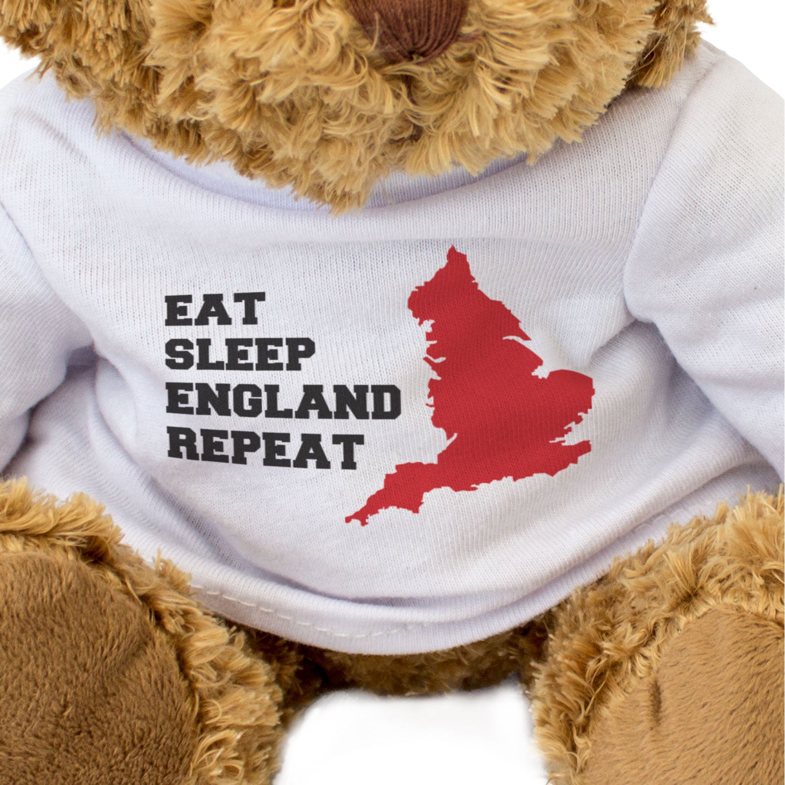 EAT SLEEP ENGLAND REPEAT - Teddy Bear - Cute Cuddly - Funny English Gift Present
