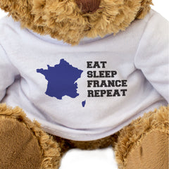 EAT SLEEP FRANCE REPEAT - Teddy Bear - Cute Cuddly - Funny French Gift Present