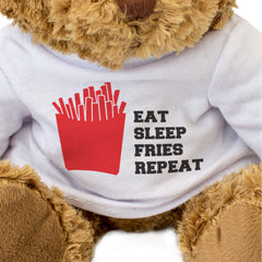 EAT SLEEP FRIES REPEAT - Teddy Bear - Cute Cuddly Soft - Funny Gift Present