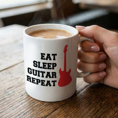 EAT SLEEP GUITAR REPEAT (ELECTRIC GUITAR) - Mug - Funny Music Gift Present
