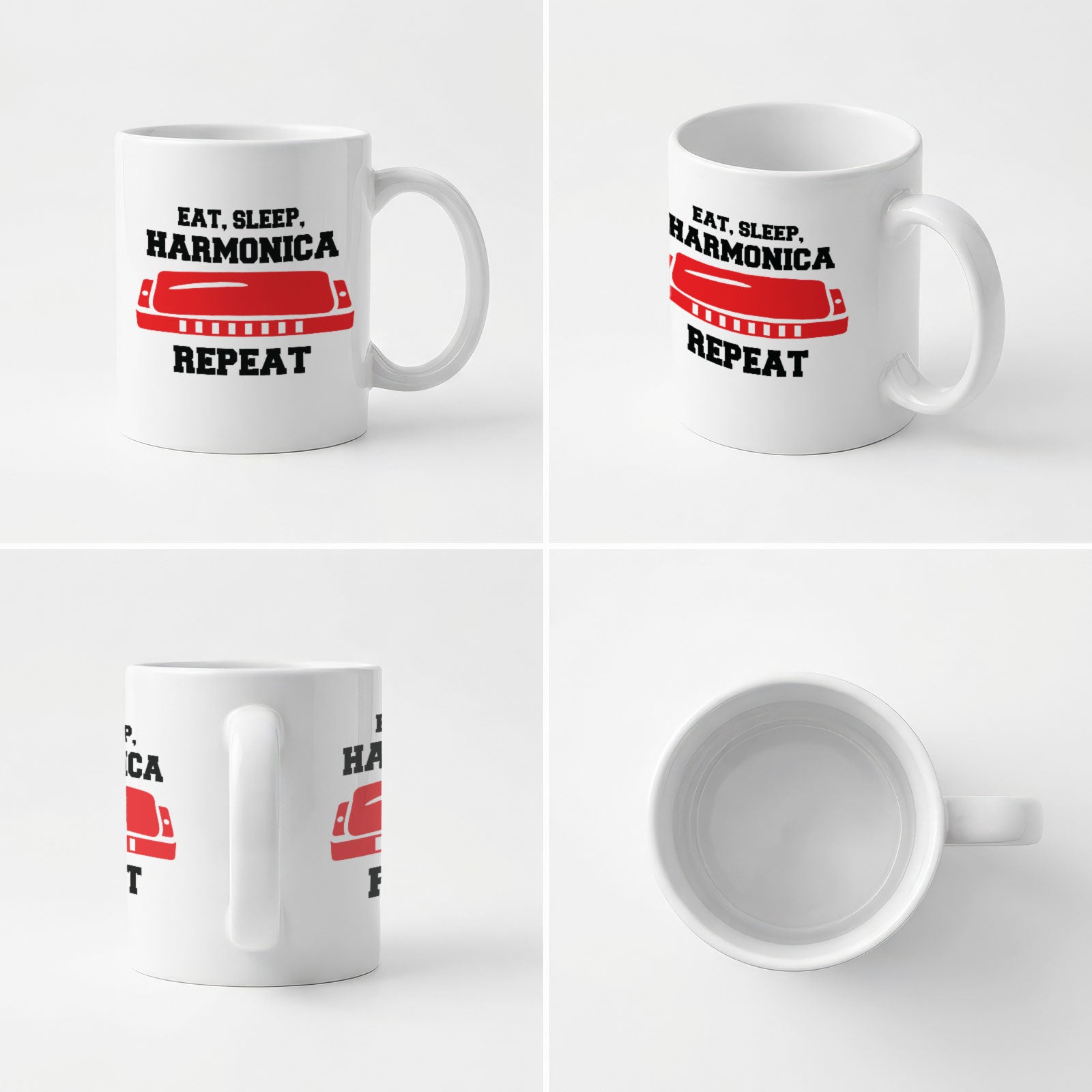 EAT SLEEP HARMONICA REPEAT - Mug - Funny Music Harmonicist Gift Present