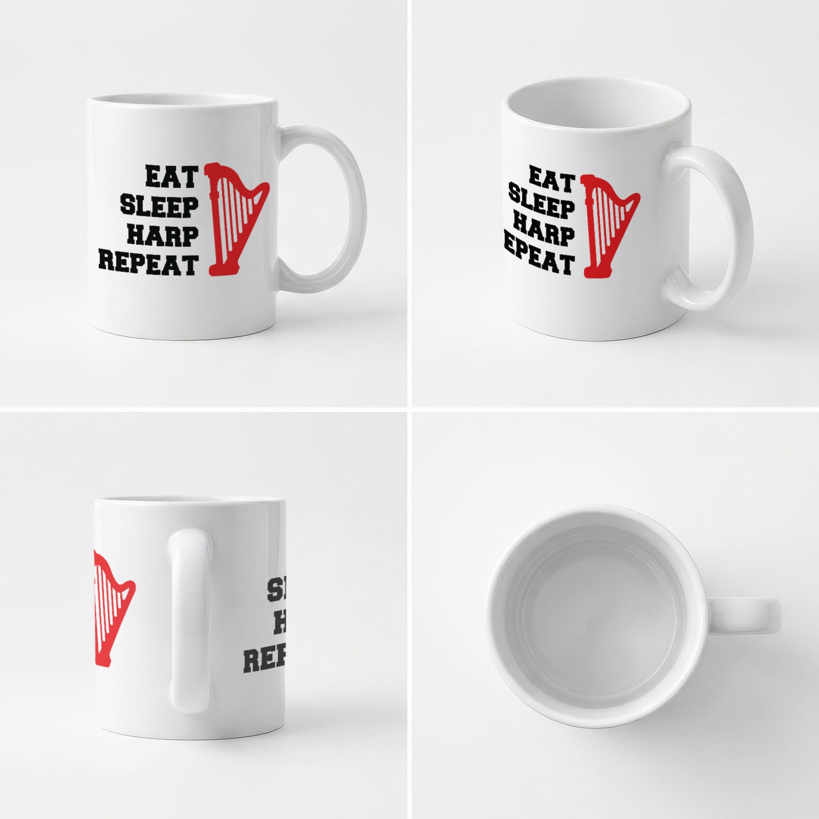 EAT SLEEP HARP REPEAT - Mug - Funny Music Harpist Gift Present