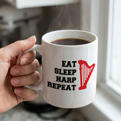 EAT SLEEP HARP REPEAT - Mug - Funny Music Harpist Gift Present