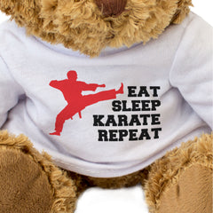 EAT SLEEP KARATE REPEAT - Teddy Bear - Cute - Funny Martial Arts Gift Present