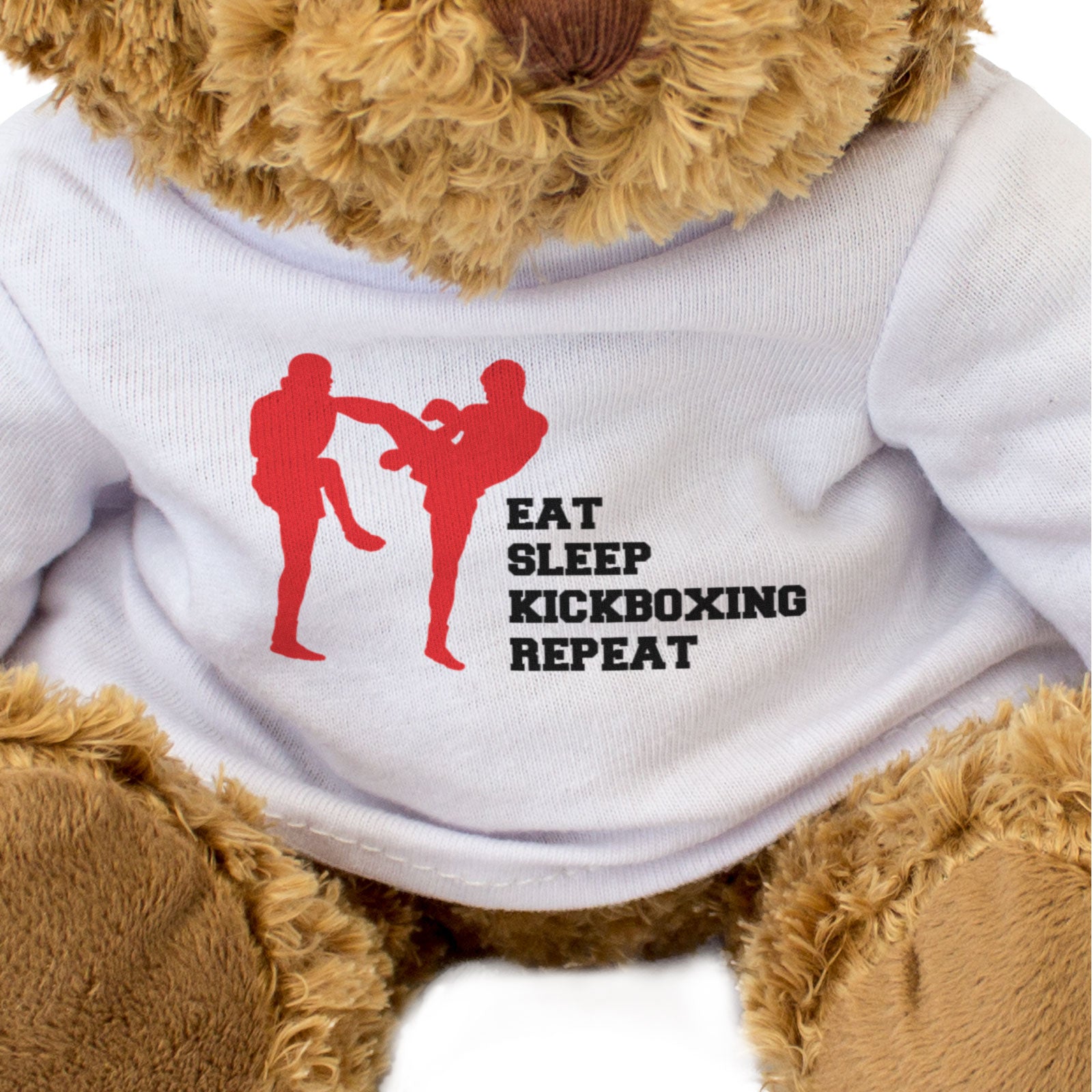 EAT SLEEP KICKBOXING REPEAT - Teddy Bear - Cute Cuddly Soft Funny - Gift Present