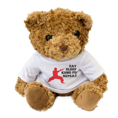 EAT SLEEP KUNG FU REPEAT - Teddy Bear - Cute - Funny Martial Arts Gift Present