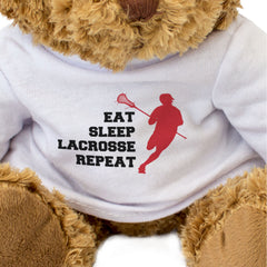 EAT SLEEP LACROSSE REPEAT (MALE PLAYER) - Teddy Bear - Cute - Funny Gift Present