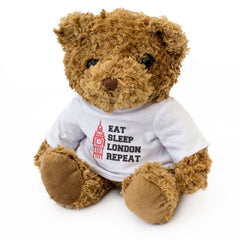 EAT SLEEP LONDON REPEAT (BIG BEN) - Teddy Bear - Cute - Funny Gift Present