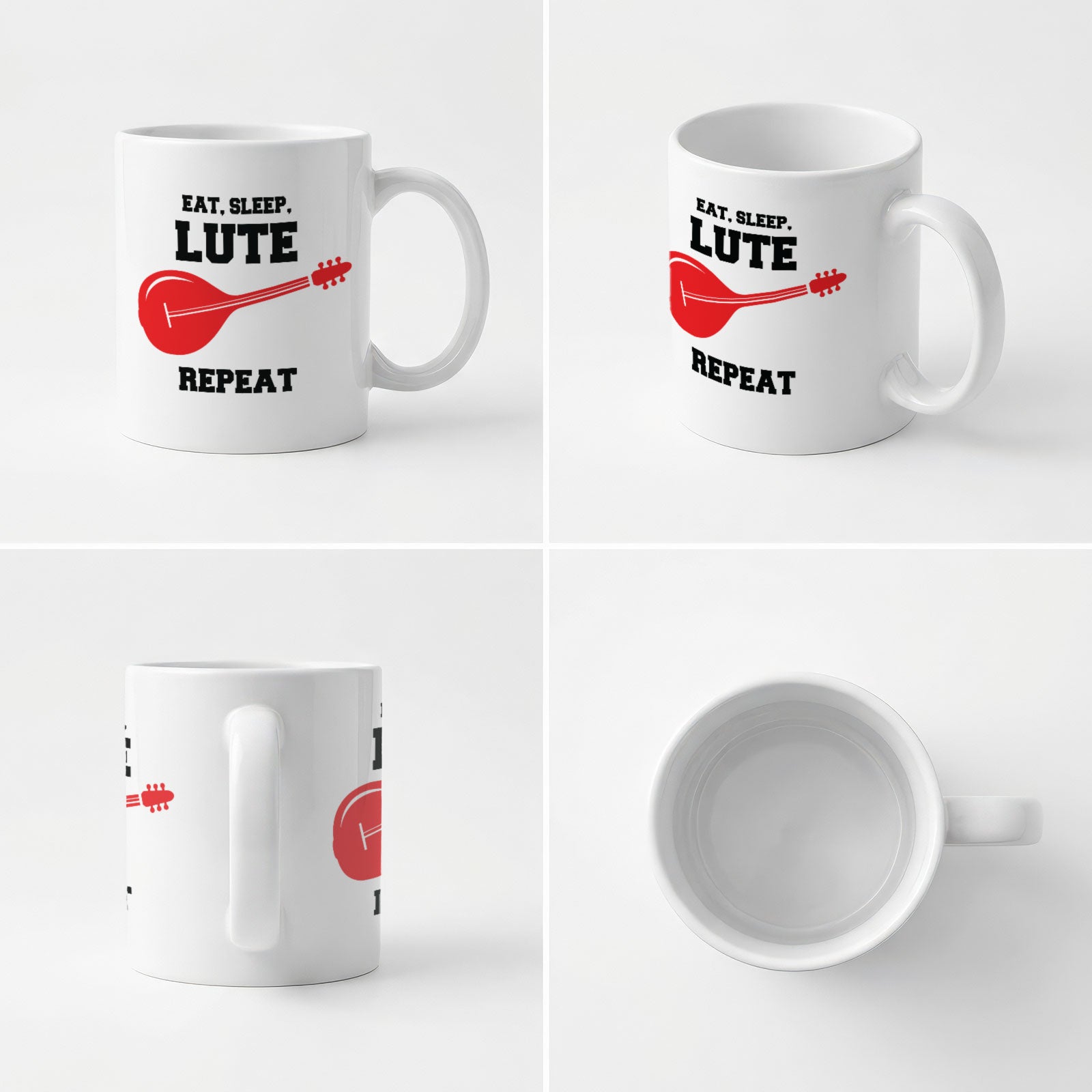 EAT SLEEP LUTE REPEAT - Mug - Funny Music Lutenist Gift Present