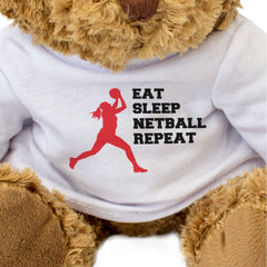 EAT SLEEP NETBALL REPEAT (GOAL SHOOTER) - Teddy Bear - Cute - Funny Gift Present