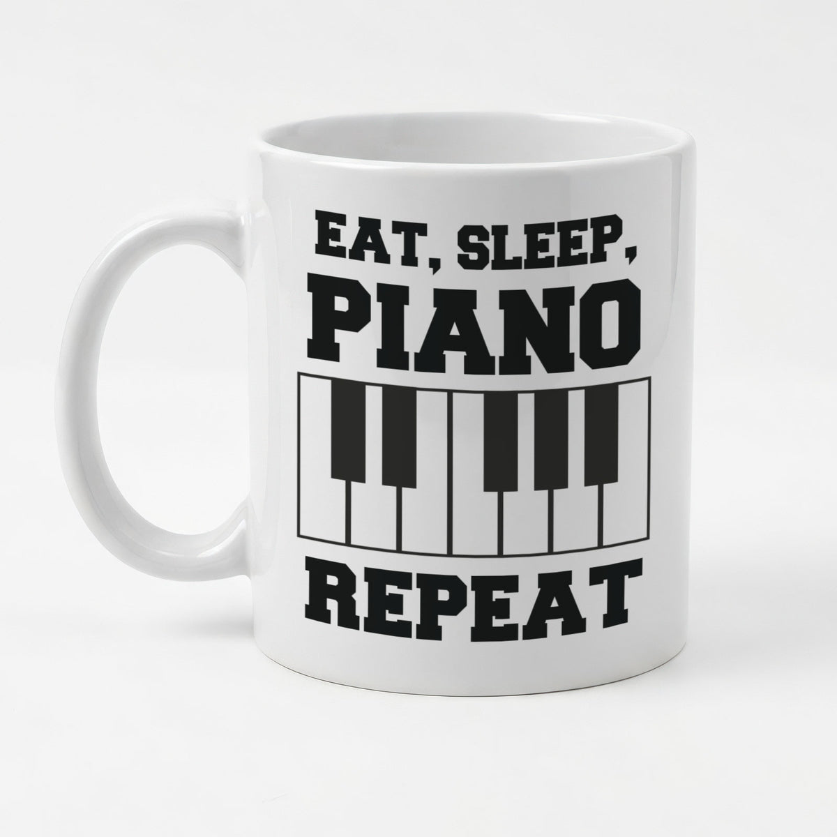 EAT SLEEP PIANO REPEAT (BLACK KEYS) - Mug - Funny Music Pianist Gift Present