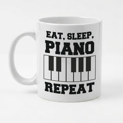 EAT SLEEP PIANO REPEAT (BLACK KEYS) - Mug - Funny Music Pianist Gift Present