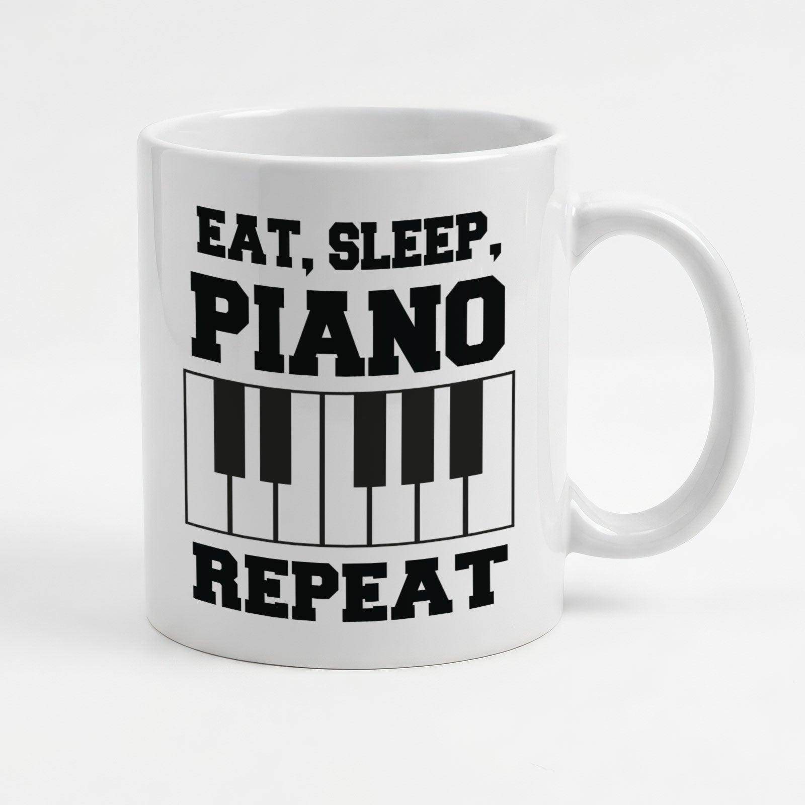 EAT SLEEP PIANO REPEAT (BLACK KEYS) - Mug - Funny Music Pianist Gift Present