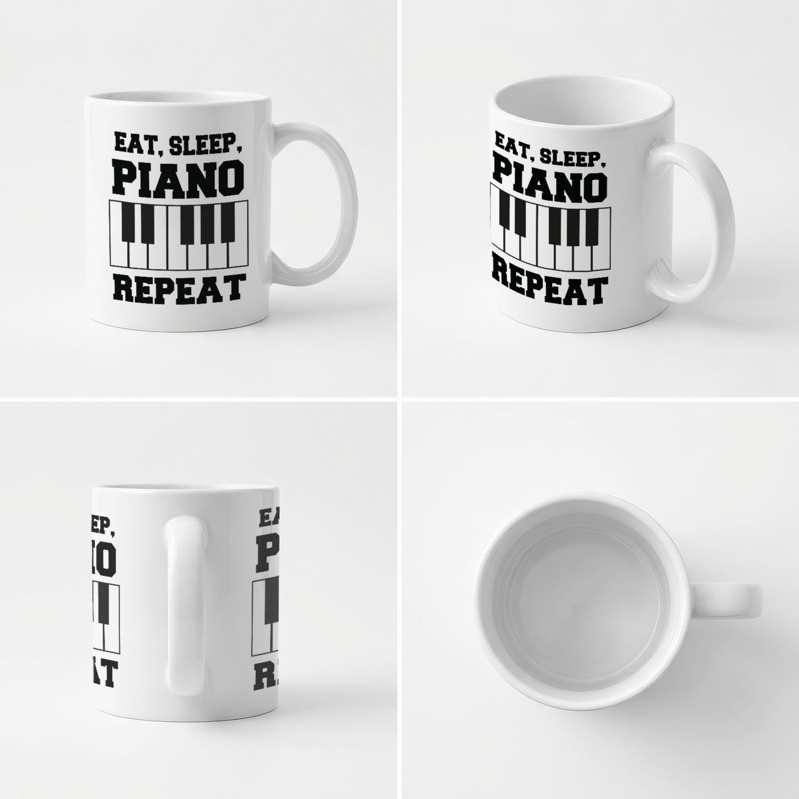 EAT SLEEP PIANO REPEAT (BLACK KEYS) - Mug - Funny Music Pianist Gift Present