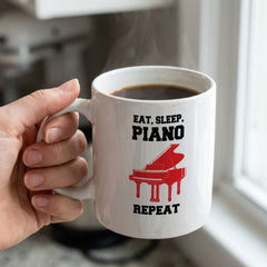 EAT SLEEP PIANO REPEAT (GRAND PIANO) - Mug - Funny Music Pianist Gift Present