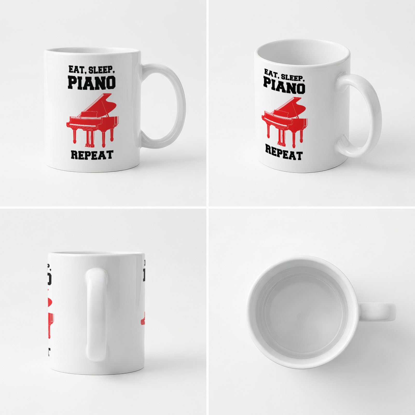 EAT SLEEP PIANO REPEAT (GRAND PIANO) - Mug - Funny Music Pianist Gift Present