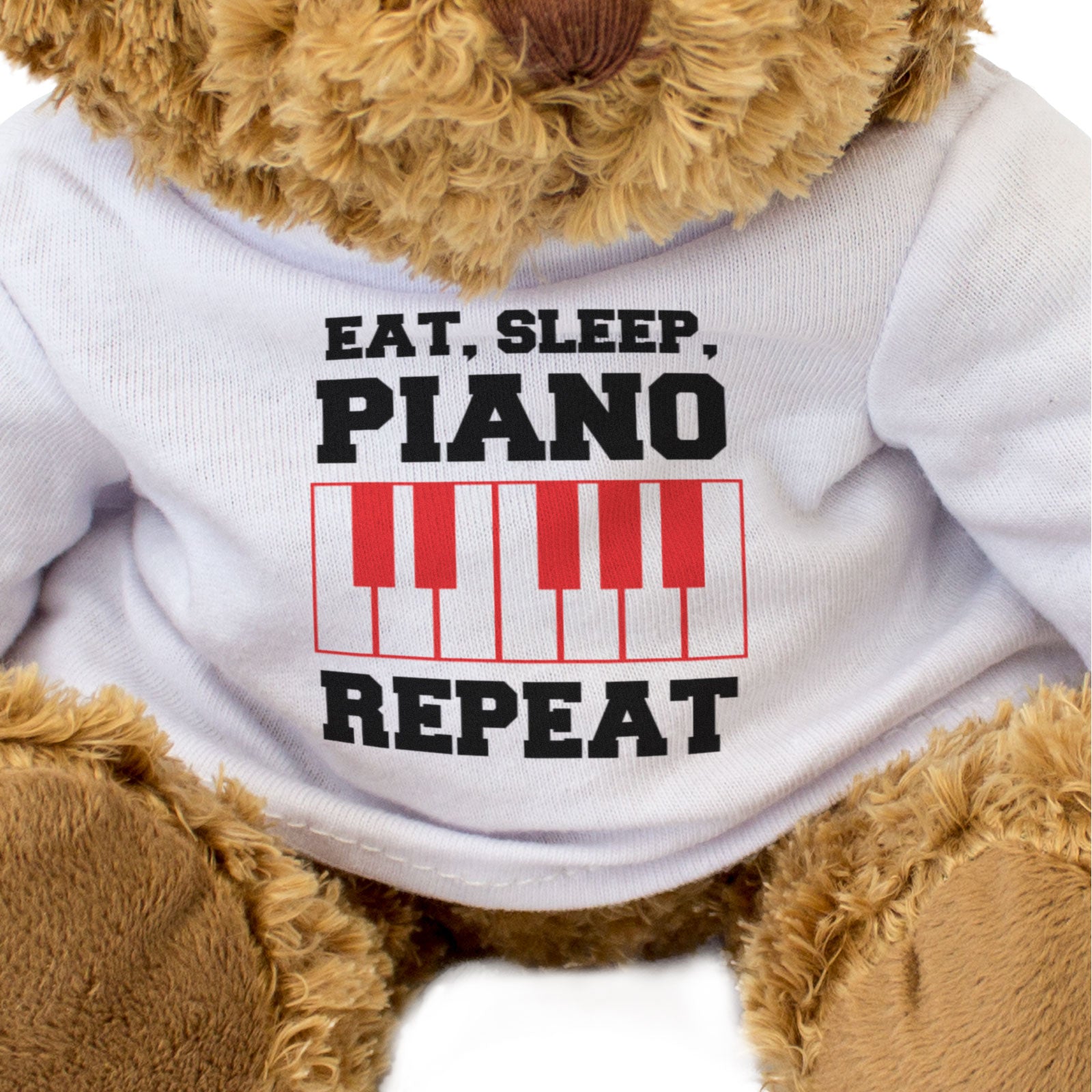 EAT SLEEP PIANO REPEAT (RED KEYS) - Teddy Bear - Funny - Music Gift Present