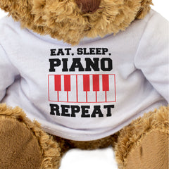 EAT SLEEP PIANO REPEAT (RED KEYS) - Teddy Bear - Funny - Music Gift Present