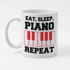 EAT SLEEP PIANO REPEAT (RED KEYS) - Mug - Funny Music Pianist Gift Present