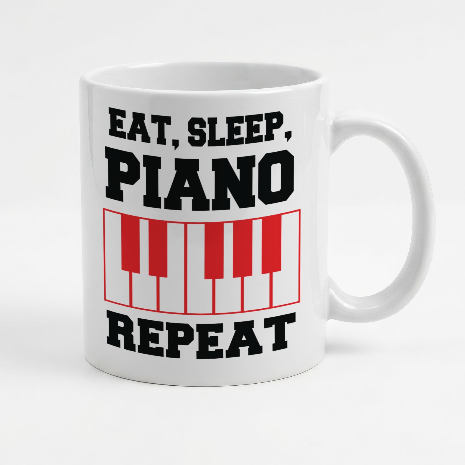 EAT SLEEP PIANO REPEAT (RED KEYS) - Mug - Funny Music Pianist Gift Present