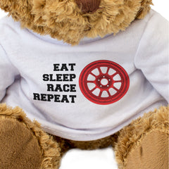 EAT SLEEP RACE REPEAT - Teddy Bear - Cute - Funny Motorsport Gift Present