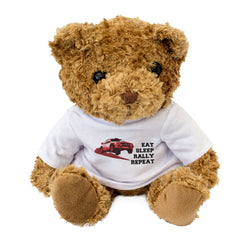 EAT SLEEP RALLY REPEAT (GROUP B) - Teddy Bear - Funny Motorsport Gift Present