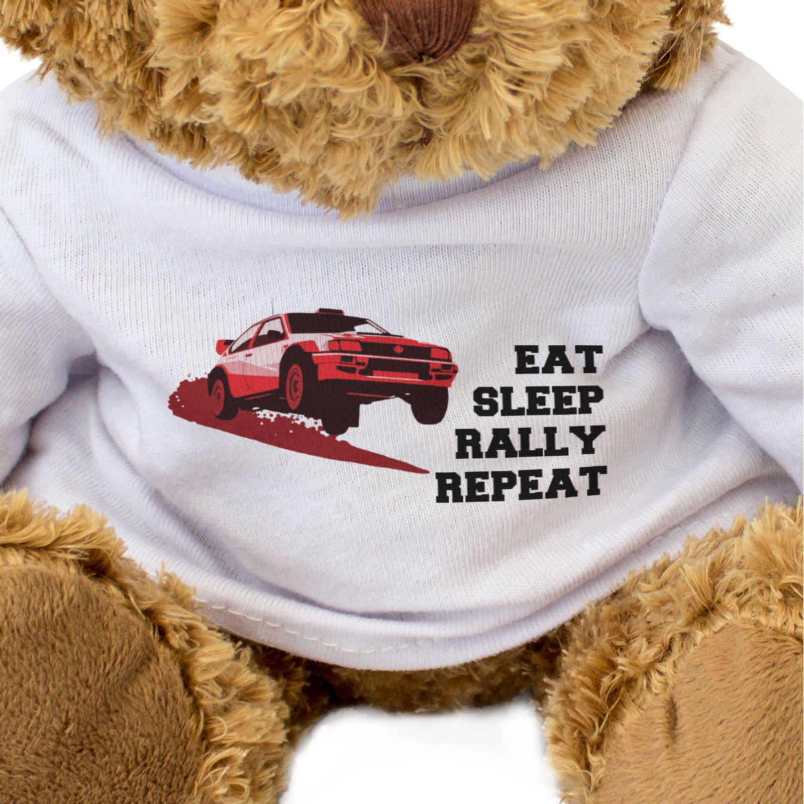 EAT SLEEP RALLY REPEAT (GROUP B) - Teddy Bear - Funny Motorsport Gift Present