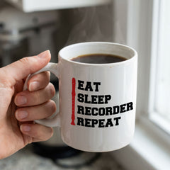 EAT SLEEP RECORDER REPEAT - Mug - Funny Music Gift Present