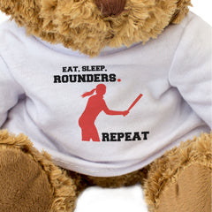EAT SLEEP ROUNDERS REPEAT - Teddy Bear - Cute Cuddly Soft - Funny Gift Present