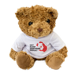 EAT SLEEP SANTORINI REPEAT - Teddy Bear - Cute - Funny Greece Gift Present