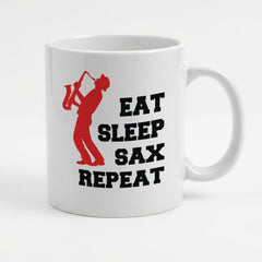 EAT SLEEP SAX REPEAT - Mug - Funny Music Saxophone Gift Present