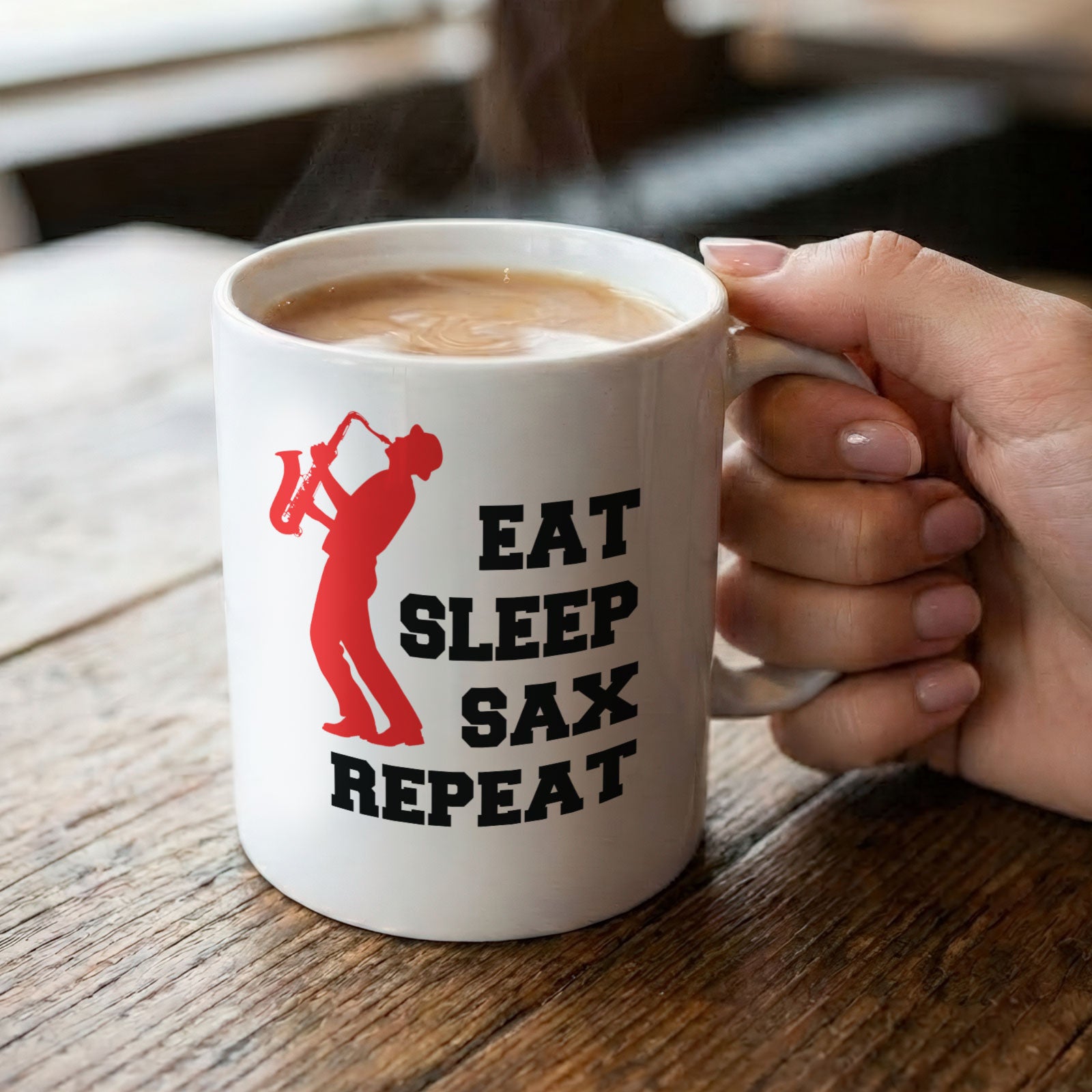 EAT SLEEP SAX REPEAT - Mug - Funny Music Saxophone Gift Present